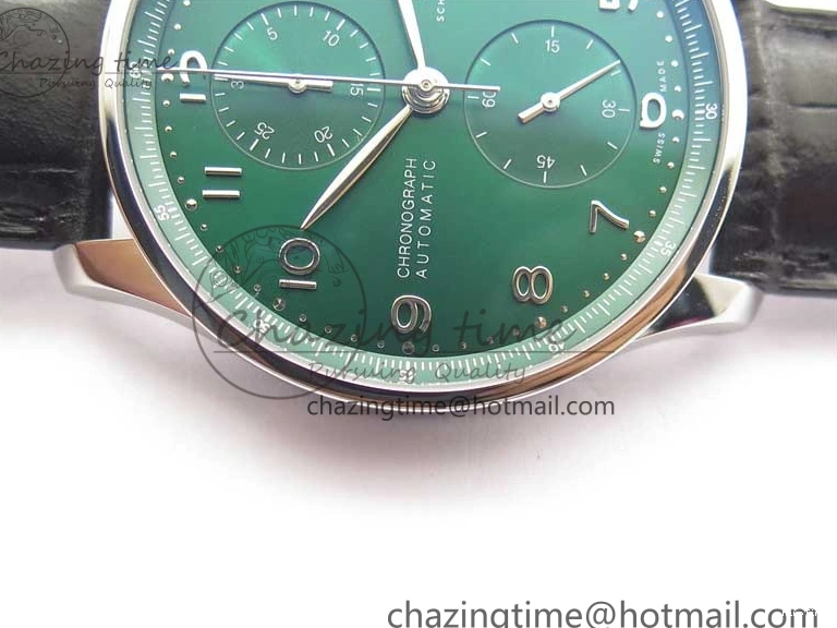 MIROTIME 0421 Elegant Portuguese IW371615 ZF 1:1 Best Edition SS Green Dial on Black Leather Strap A96355 V 7081